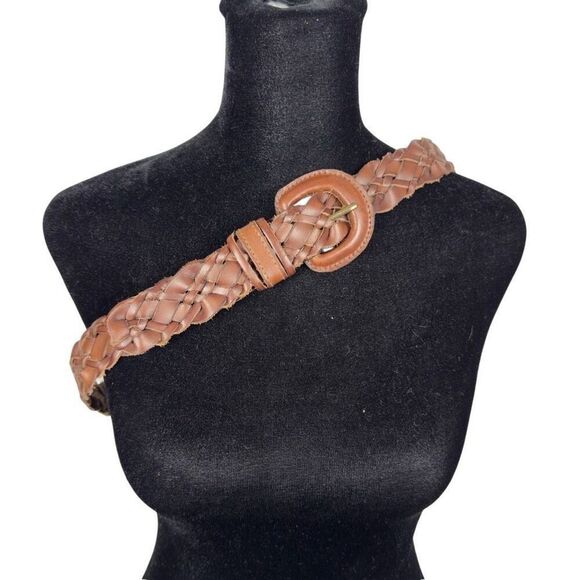 Vintage 100% Leather Woven Belt - S/M - Picture 1 of 4